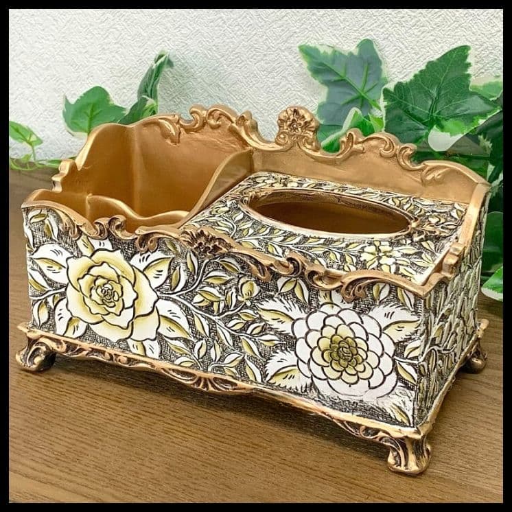 輸入雑貨　シノワズリ　『薔薇のティッシュBOX』　薔薇模様　小物入れ　リビング