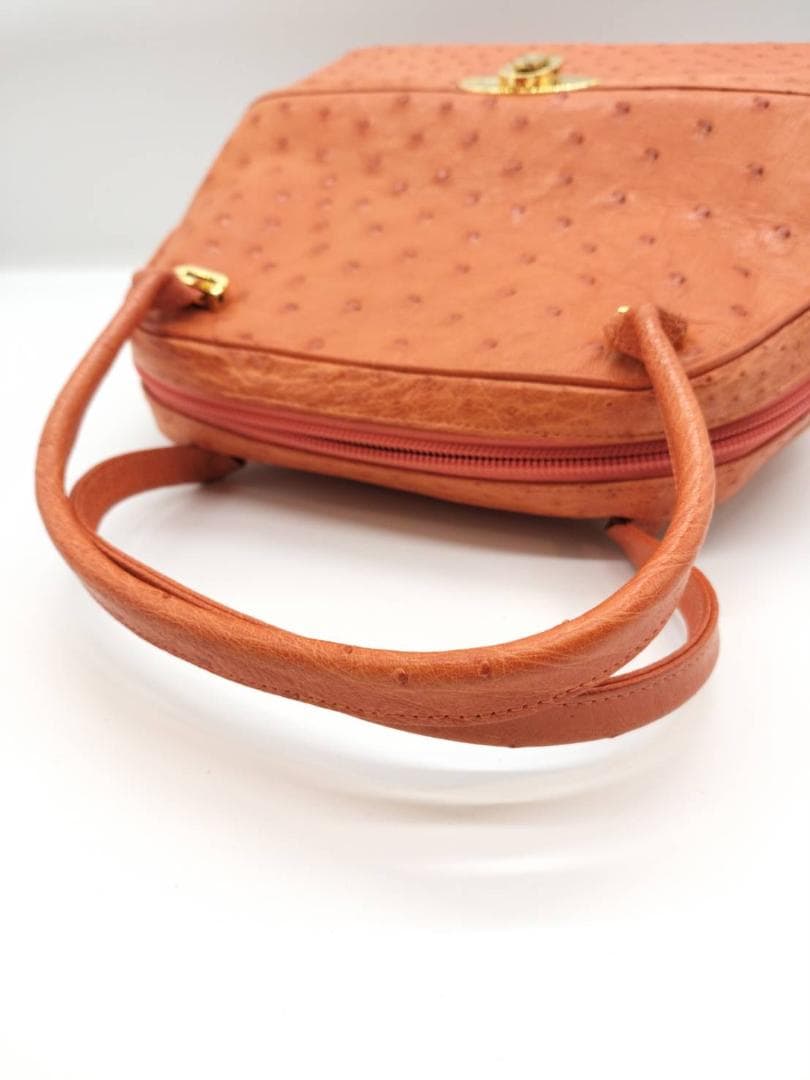 ■COMTESSE■オーストリッチ　バニティ型　ハンドバッグ　オレンジ