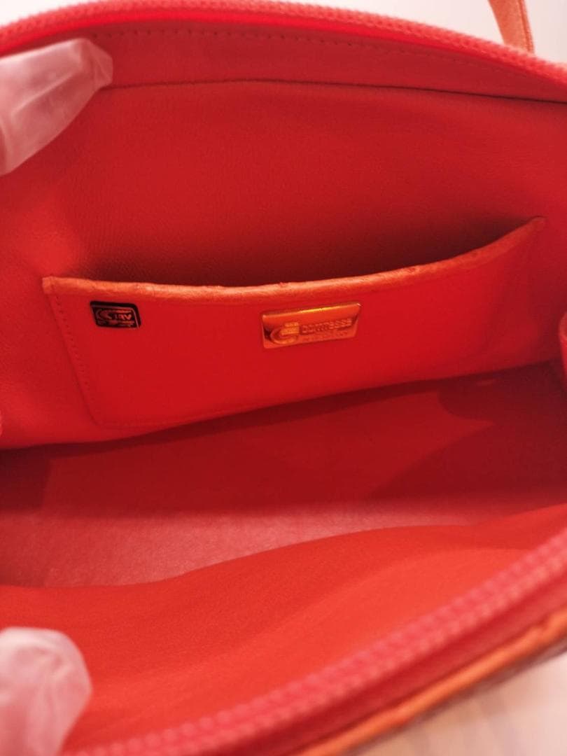 ■COMTESSE■オーストリッチ　バニティ型　ハンドバッグ　オレンジ