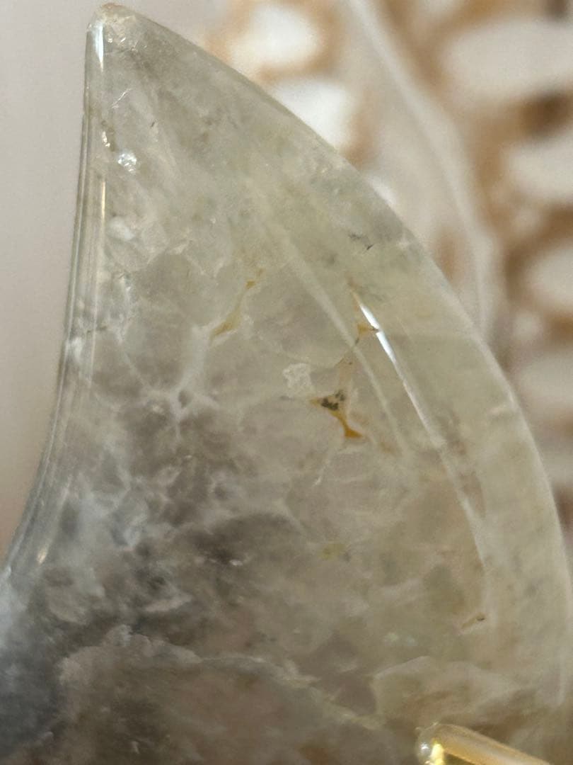 希少月の形 天然石 アゲート 原石 ドゥルージー付 インテリア