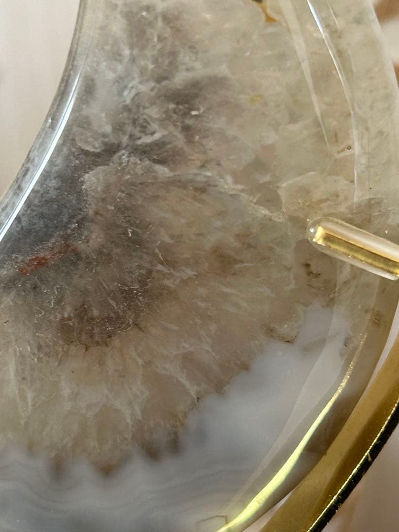 希少月の形 天然石 アゲート 原石 ドゥルージー付 インテリア