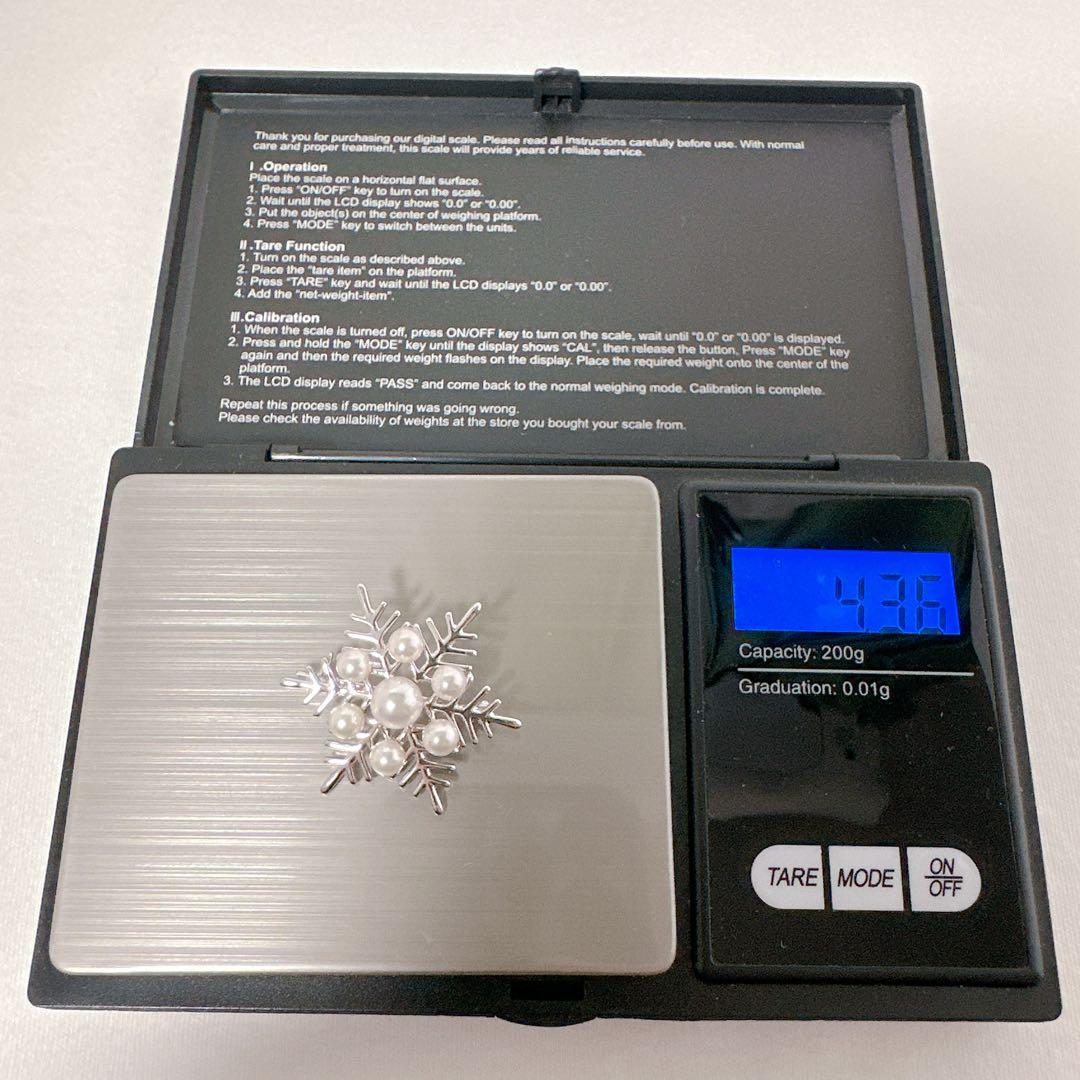 MIKIMOTO ミキモト あこや真珠 雪の結晶 スノークリスタル ブローチ