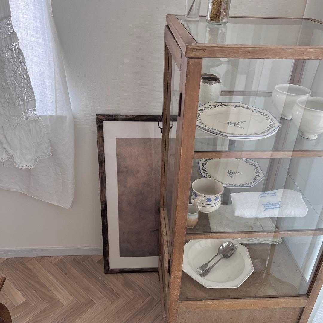 古家具 ガラスケース パンケース ショーケース 5面 アンティーク キャビネット