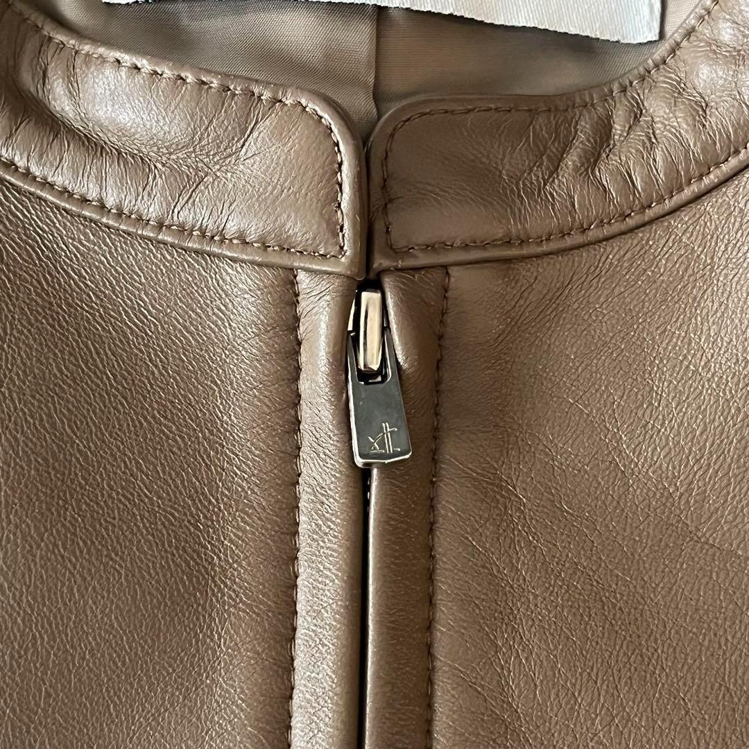 美品 エストネーション ライダースジャケット 本革 ラムレザー モカ 36