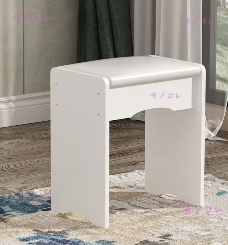 （モノコレ）ドレッサー 幅 80cm LED ライト スツール付き ホワイト