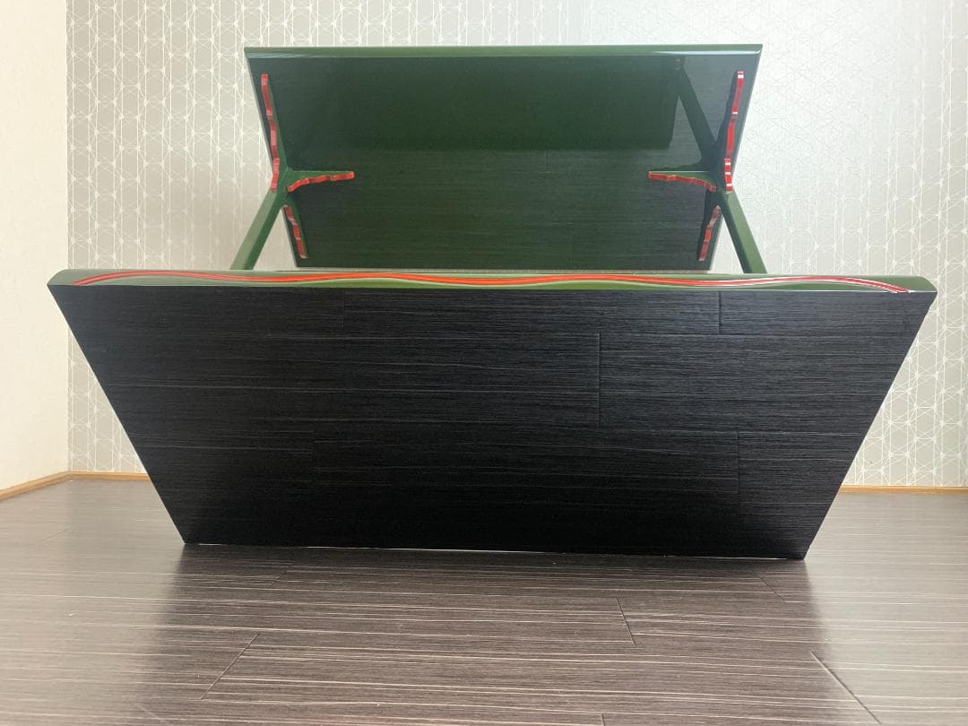 輪島塗 目白宗芳造 宗旦好 青漆紅爪 及台子 共箱 茶道具 水指棚 835