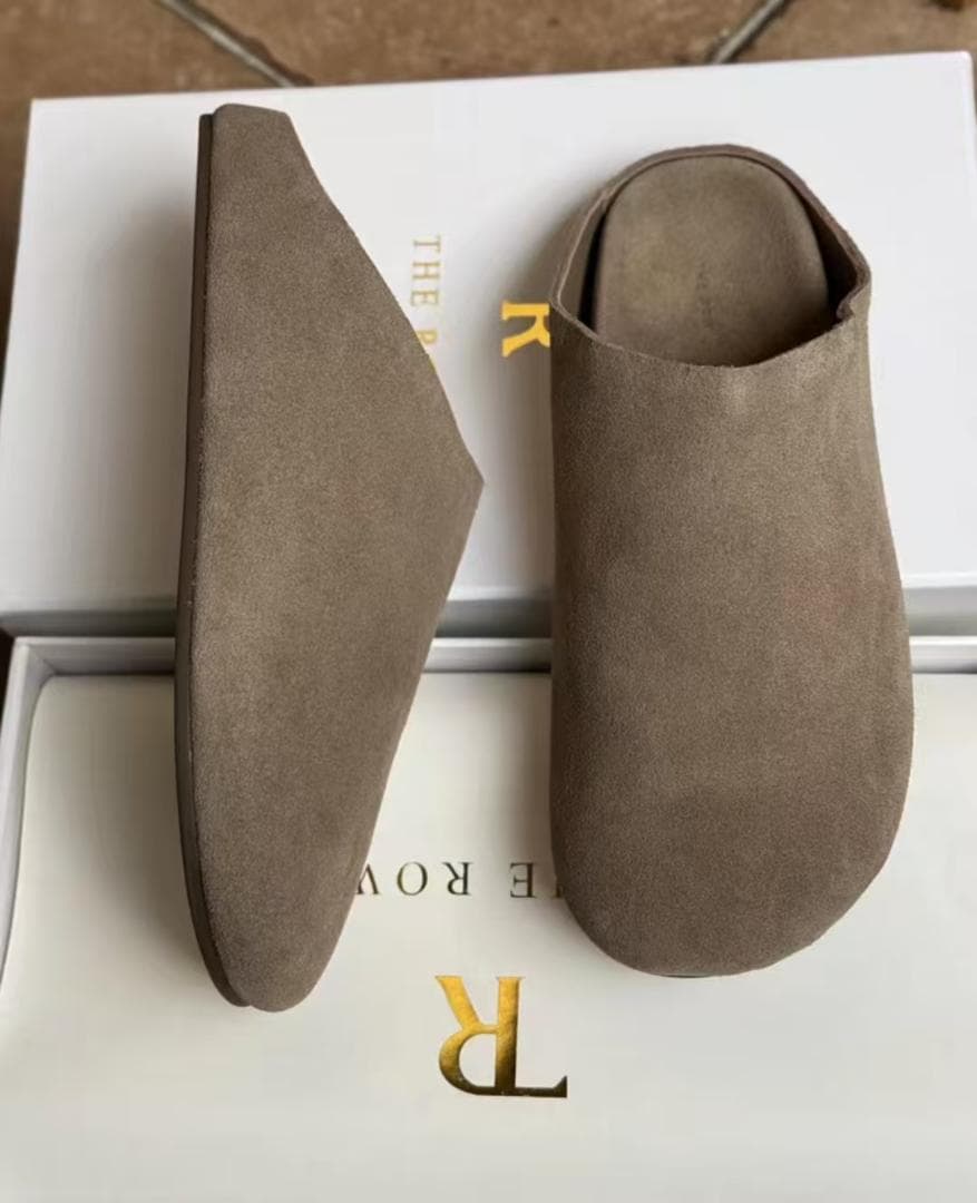 ★The Row★ベージュ スエード クロッグサンダル 38