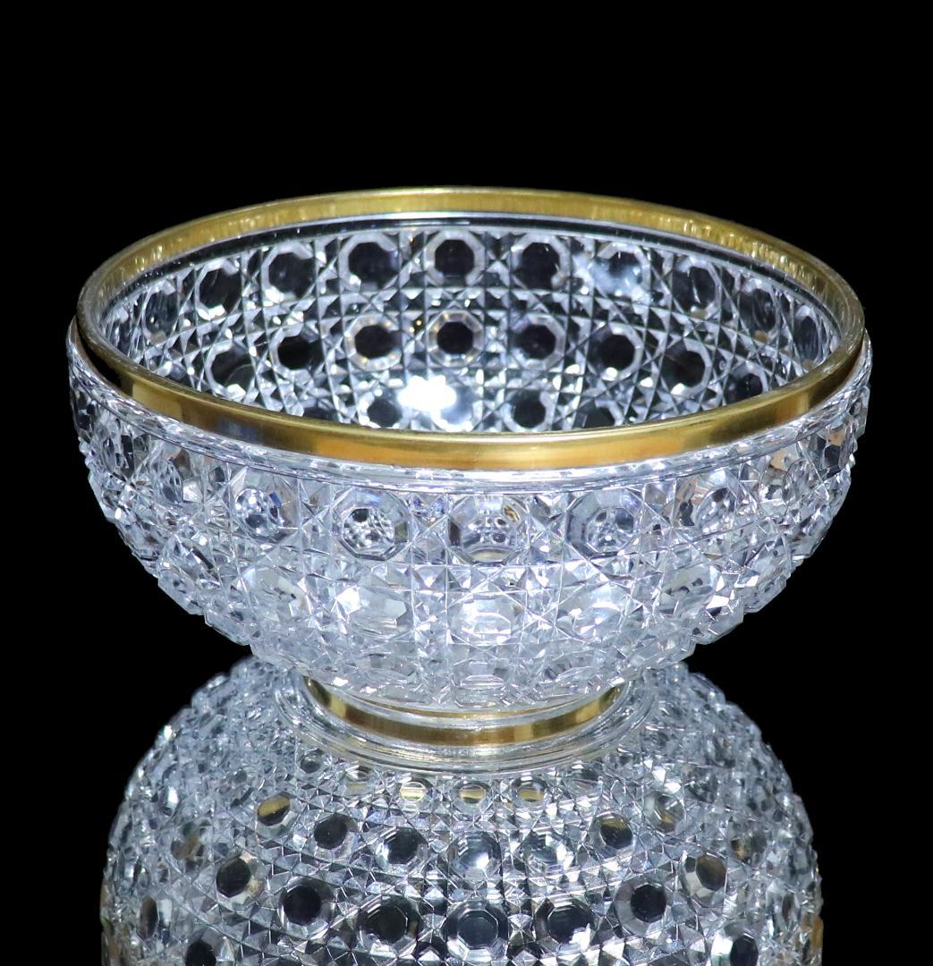 オールド・バカラ 美術館級1890年 特注品金縁大型鉢 ディアマン・ピエーリー