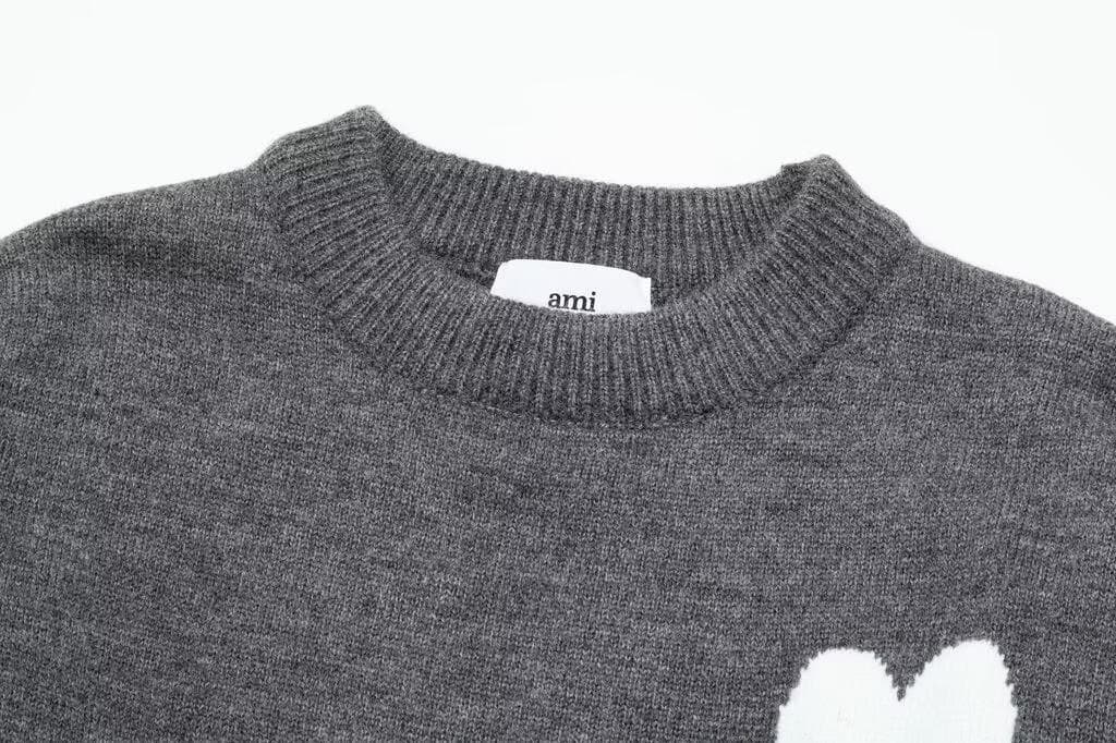 ami ハートモチーフ セーター ダークグレー