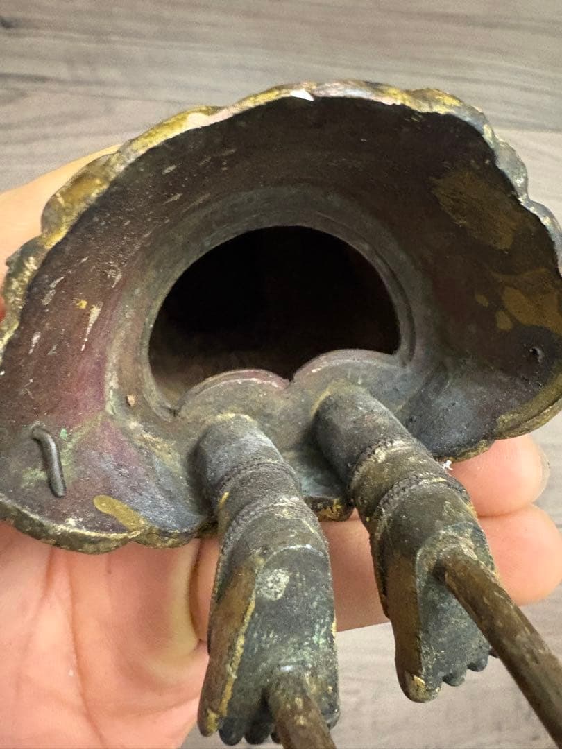 h*k様 八臂十一面塗金観音立像　古銅製 清時代 古董 重約1100克