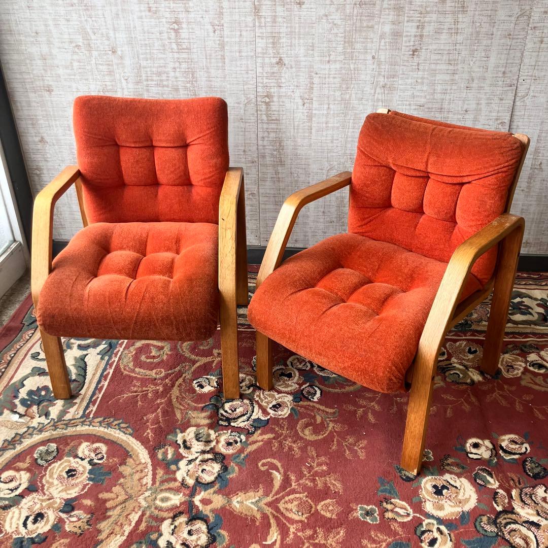 ② 天童木工 プライウッド アームチェア 一人掛けソファー ベントウッドチェアー