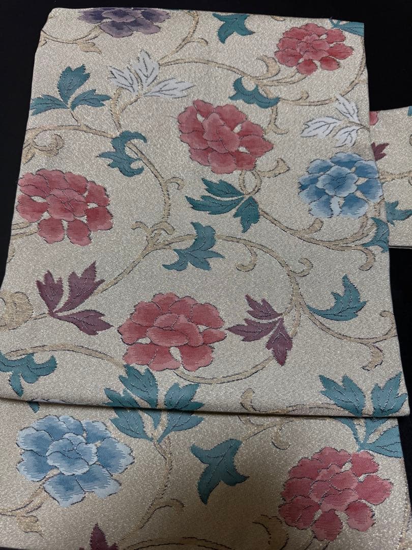 【銘品新品】西陣老舗機元「織昌みやび謹製」 「明綴れ」手織り「牡丹唐草文様」