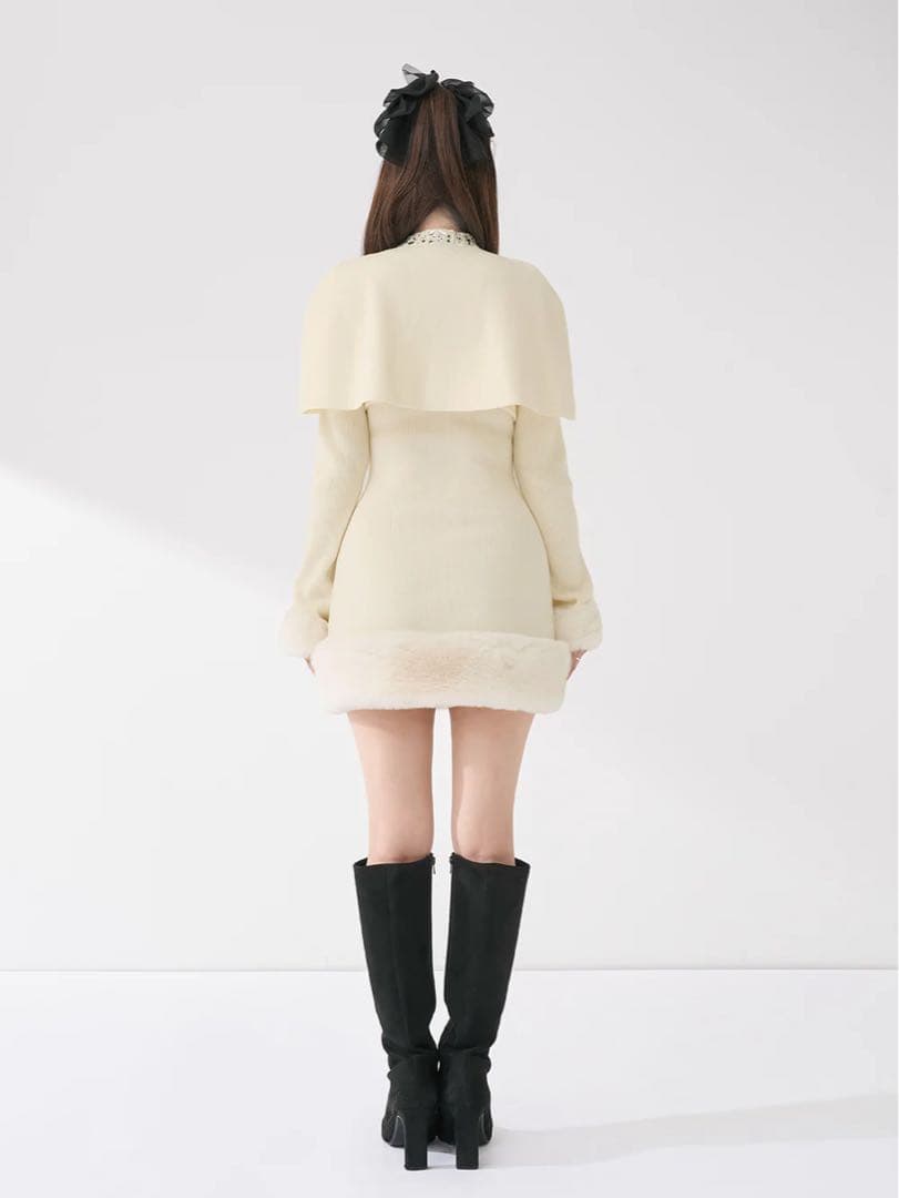 Darich ビジューケープニットミニワンピース FL