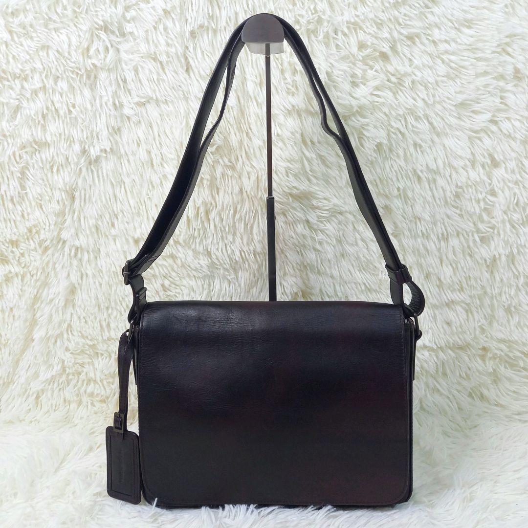 美品✨マザーハウス アンティーク ショルダーバッグ B5 ダークブラウン レザー