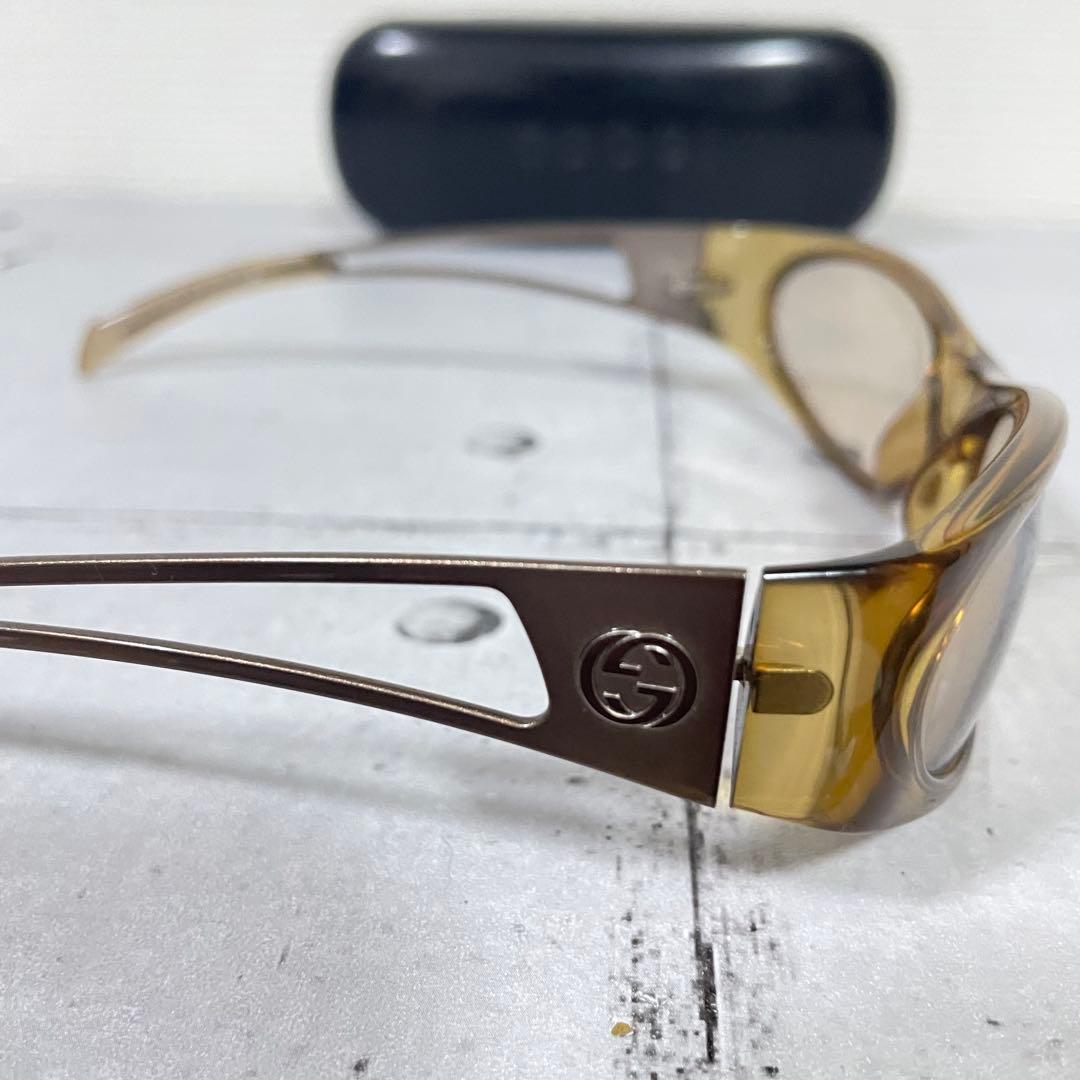美品　グッチ　1487 インターロッキング　サイドロゴ　GGロゴ　サングラス　茶
