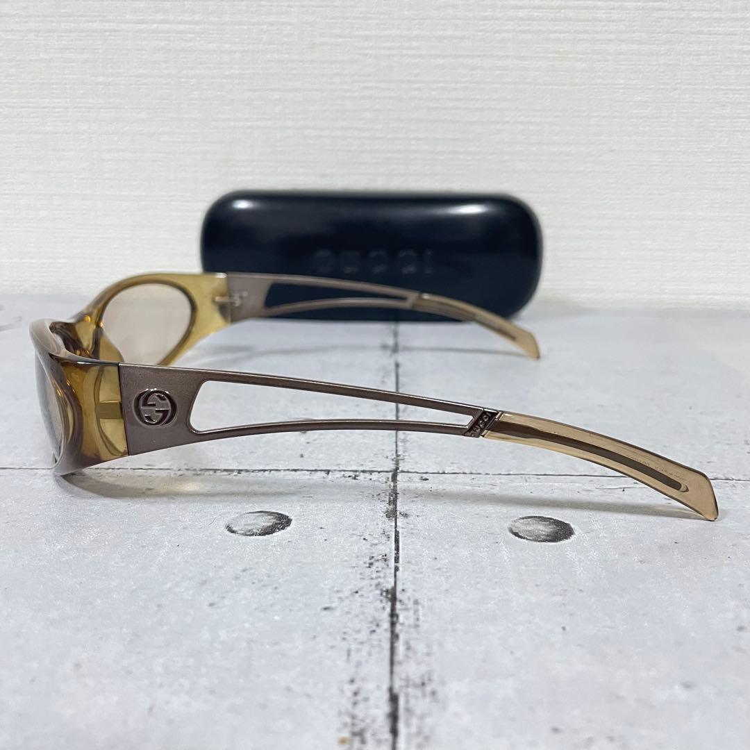 美品　グッチ　1487 インターロッキング　サイドロゴ　GGロゴ　サングラス　茶
