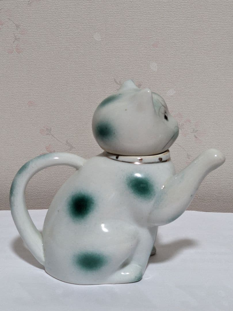 ♦中国 古玩 招き猫 自在 猫形 水注 急須 茶道具 置物飾り 骨董品 古美術品