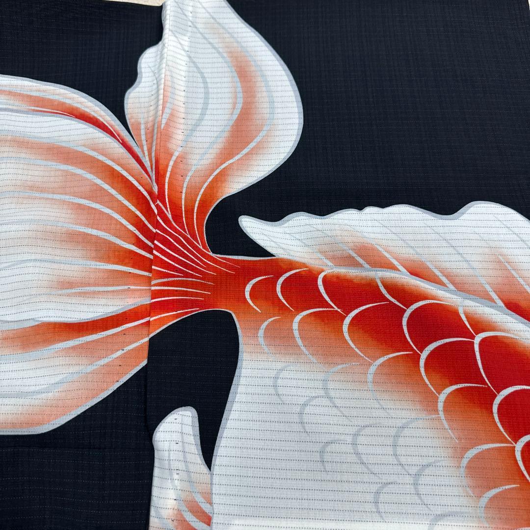 撫松庵 金魚 薄物 絽 黒地　セオアルファ　浴衣