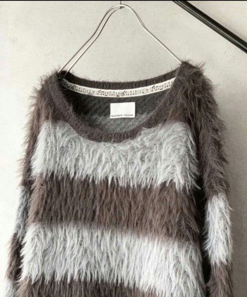 名作★廃盤品ナンバーナイン フェザーファーヤーンシャギーニットセーターアッシュ2