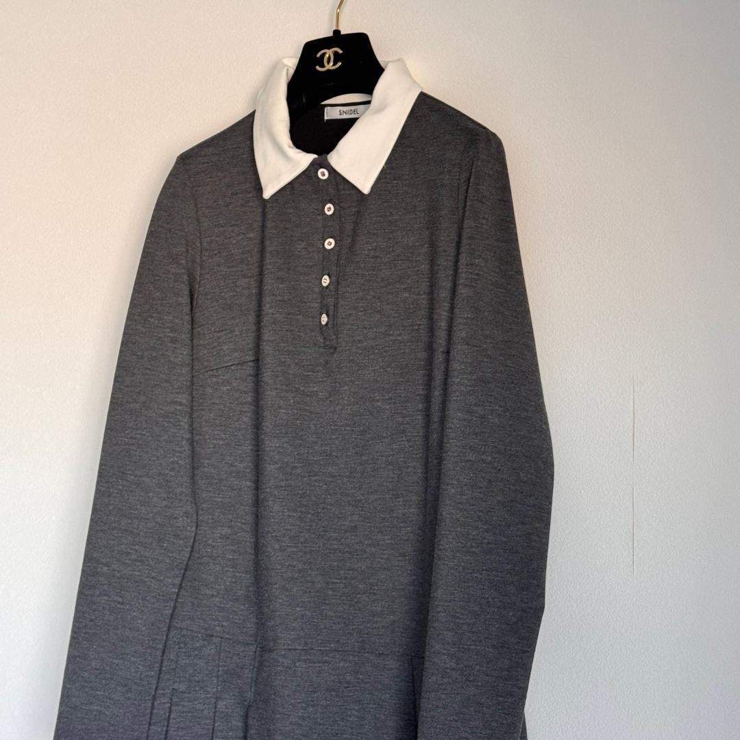 SNIDEL スナイデル　衿つきプリーツカットミニワンピース　グレー