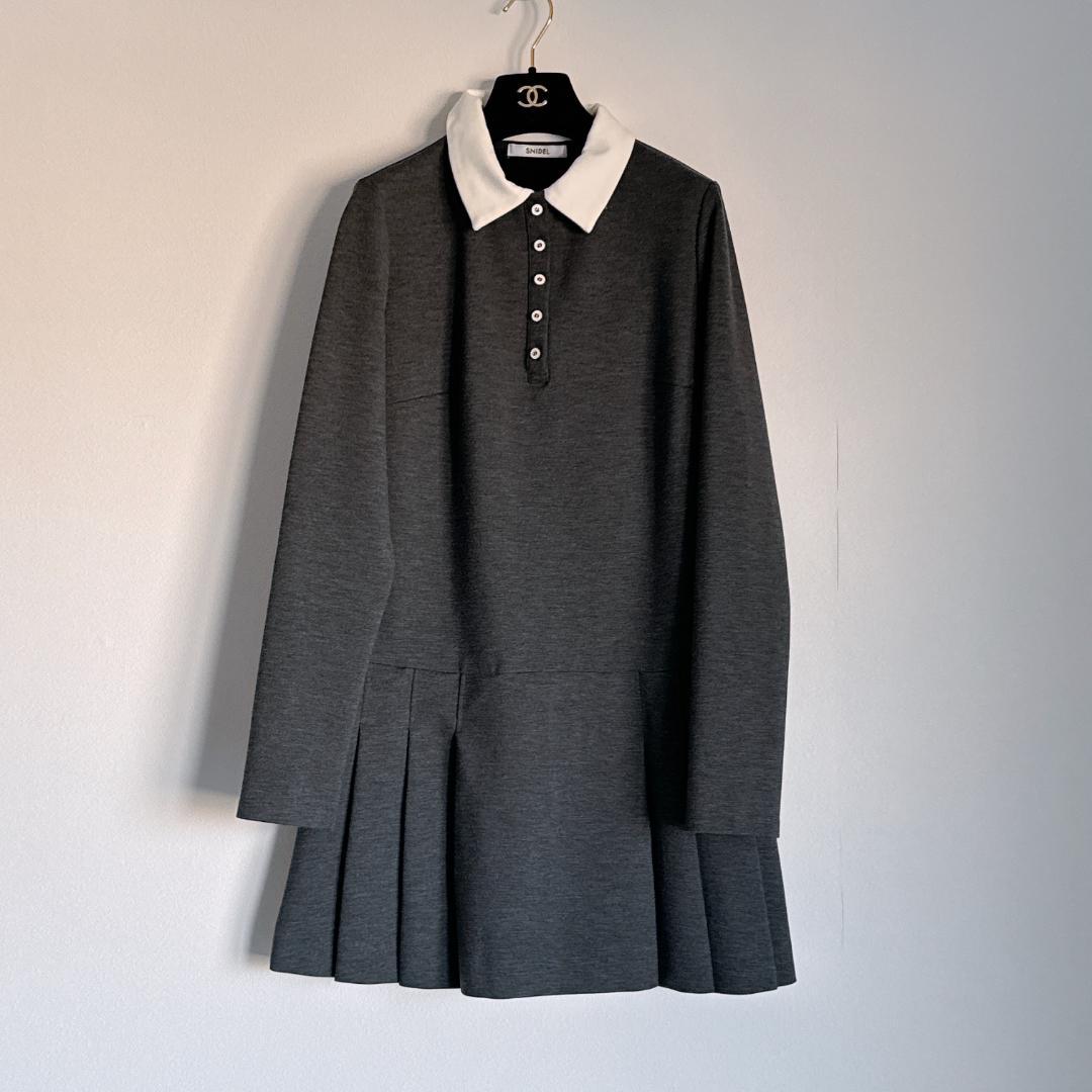 SNIDEL スナイデル　衿つきプリーツカットミニワンピース　グレー