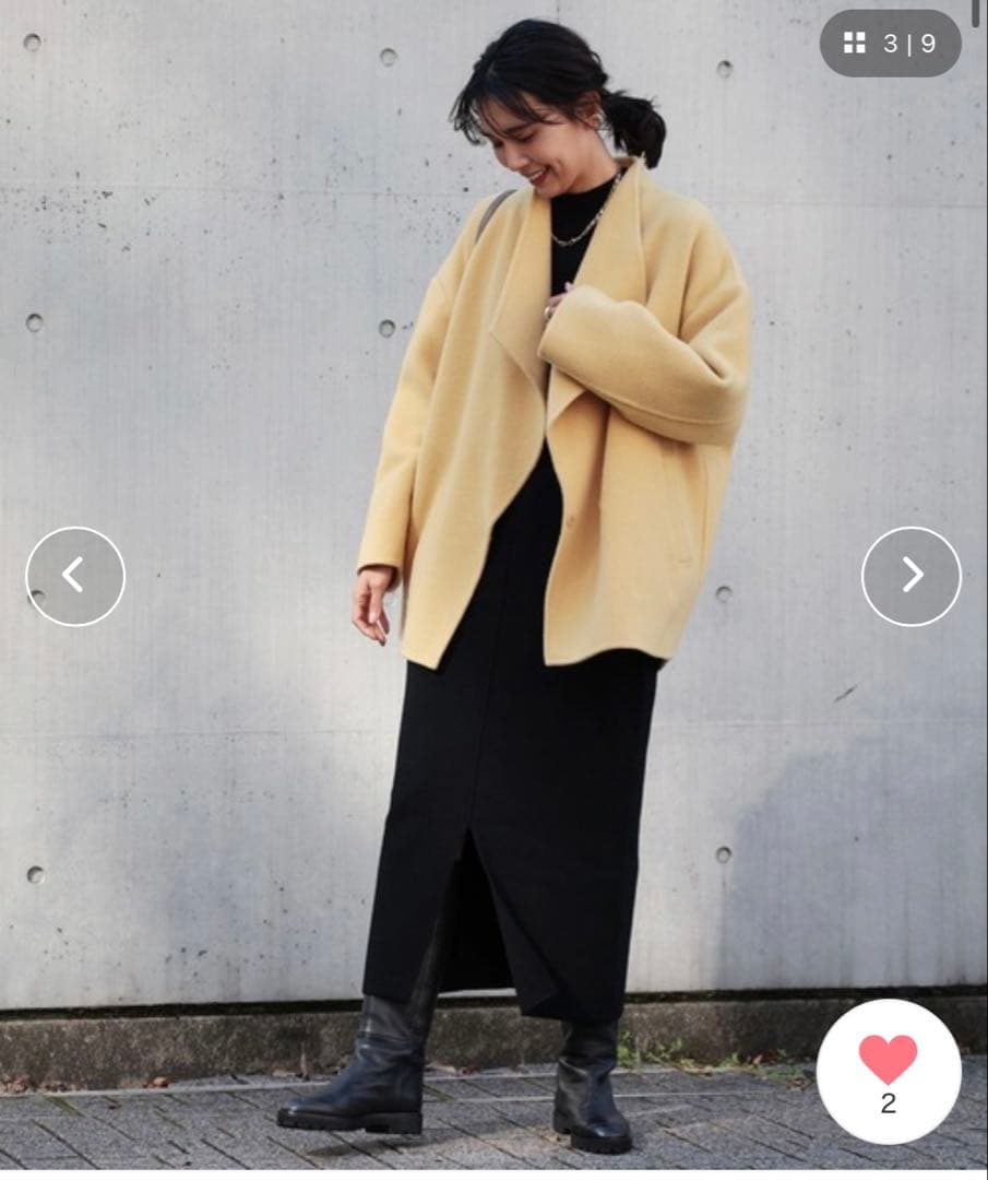 定価4万 リヴドロワ ダブルモッサミドルリバーコート ミドルコート　イエロー