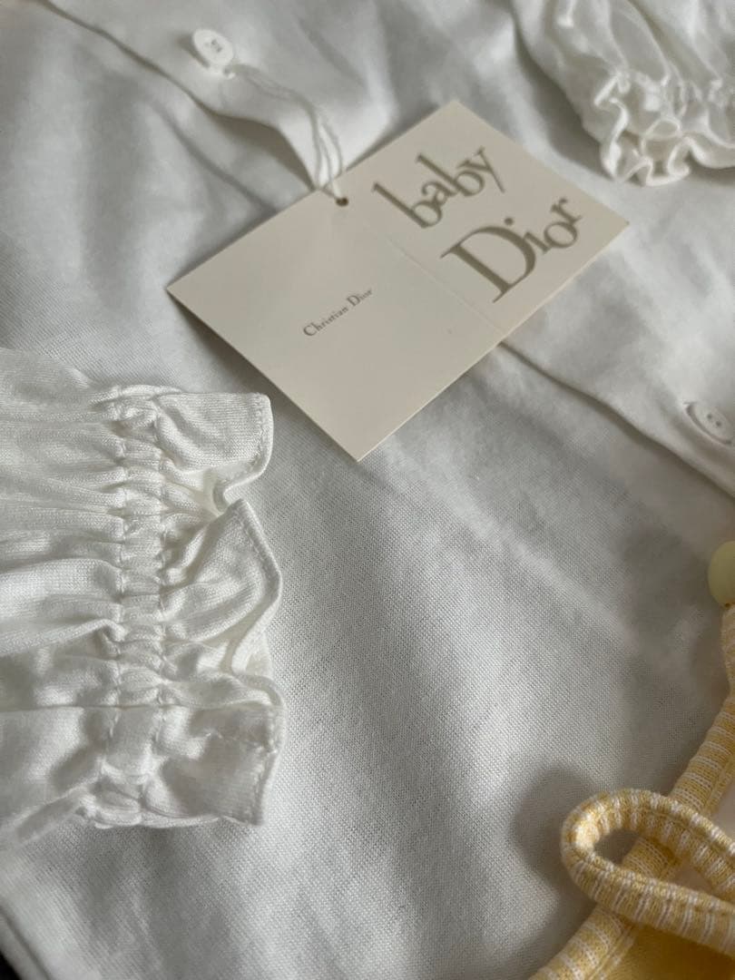 新品未使用90cm baby Dior イエロー ストライプロンパース