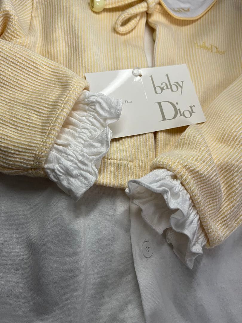 新品未使用90cm baby Dior イエロー ストライプロンパース