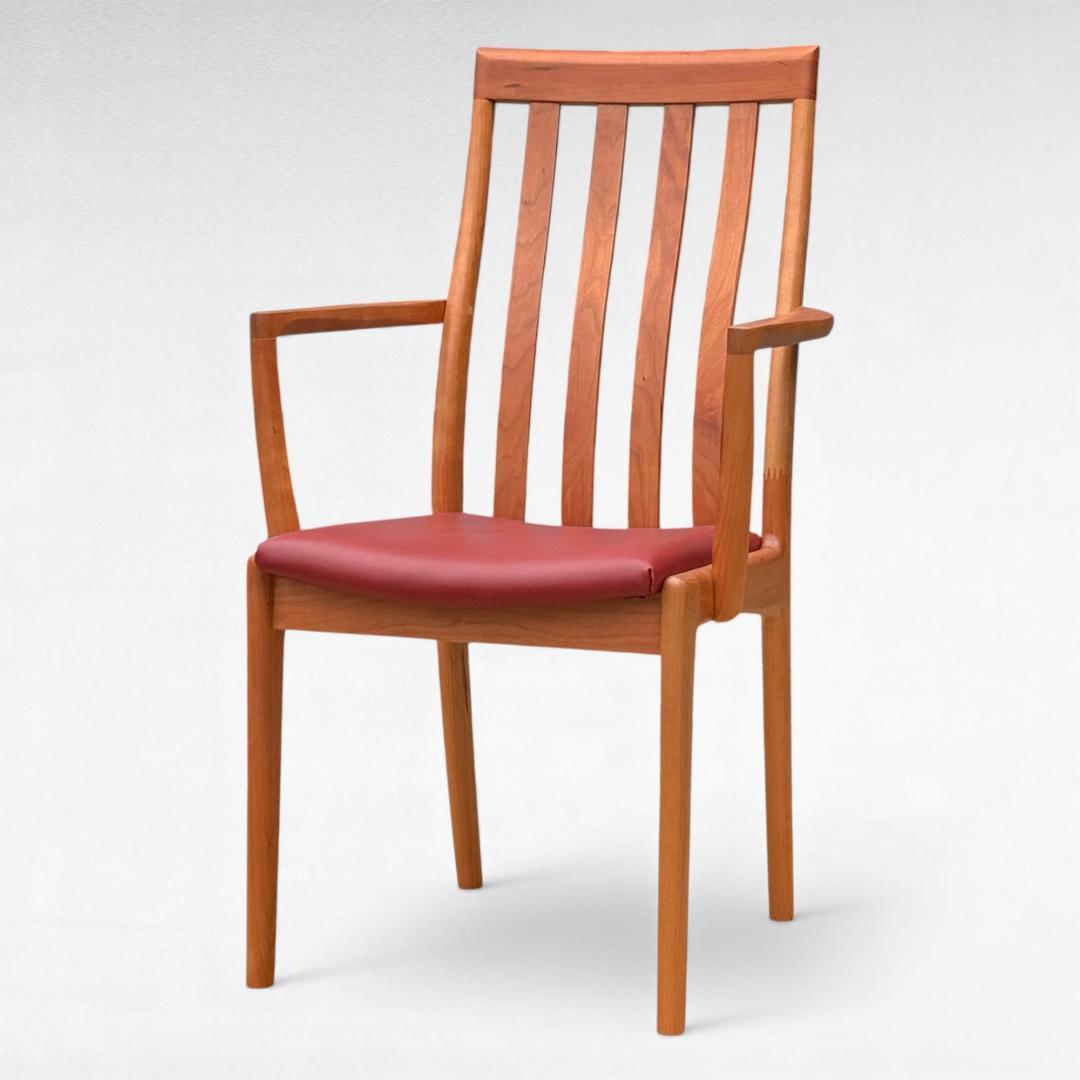 ①美品 ナガノインテリア 高級本革チェア DC322 ブラックチェリー