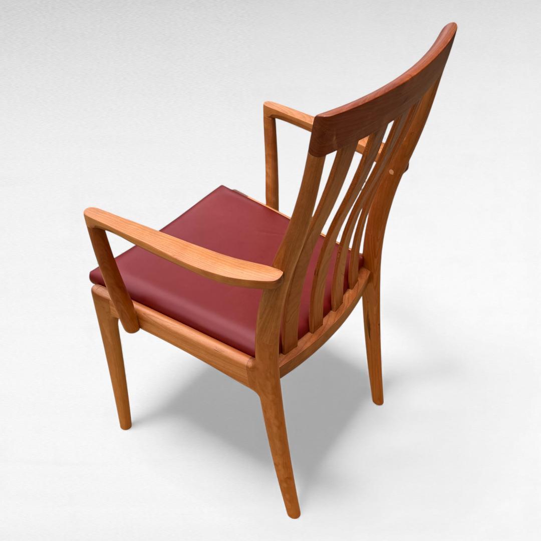 ①美品 ナガノインテリア 高級本革チェア DC322 ブラックチェリー