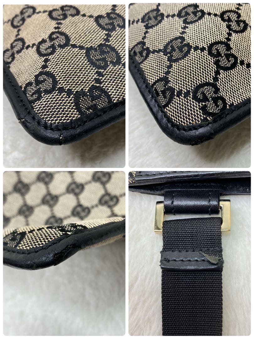 GUCCI グッチ　ショルダーバッグ　メッセンジャー　GG キャンバス　レザー