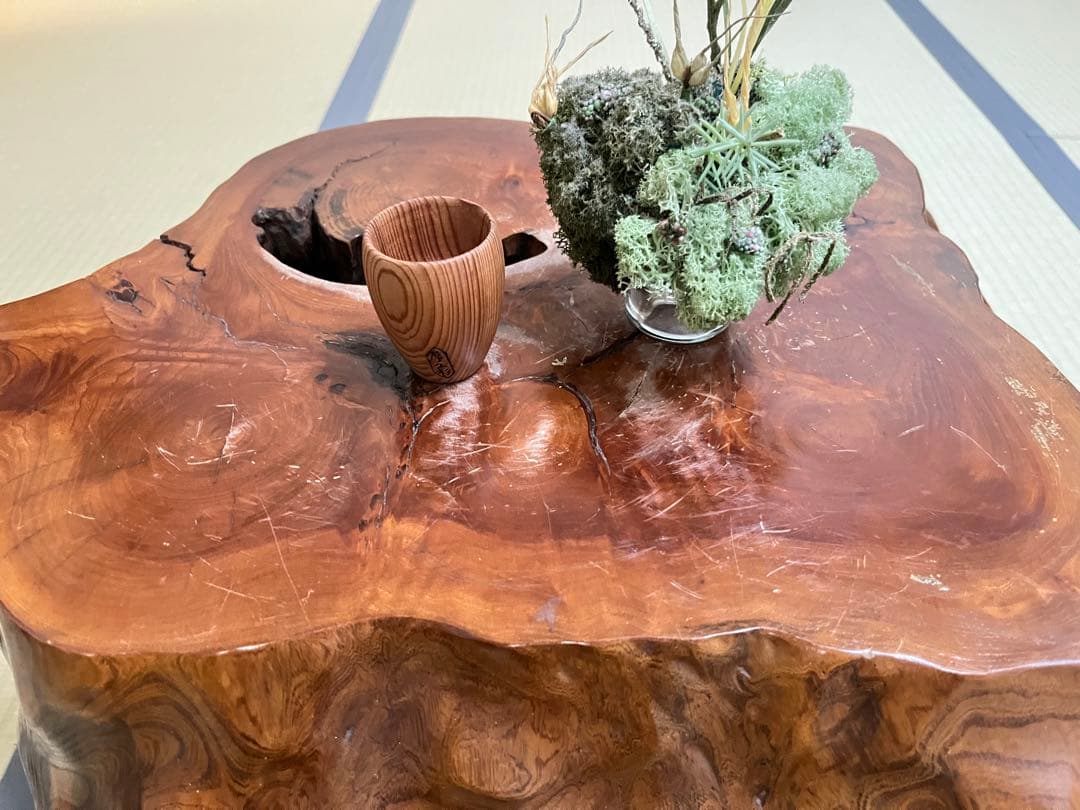 座卓、テーブル、木根花台、大型飾り台、切り株、無垢材、盆栽台、玄関、茶室
