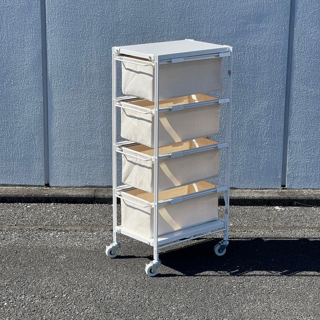 無印良品 スチールユニットシェルフ ホワイト スチールラック 4段 キャスター