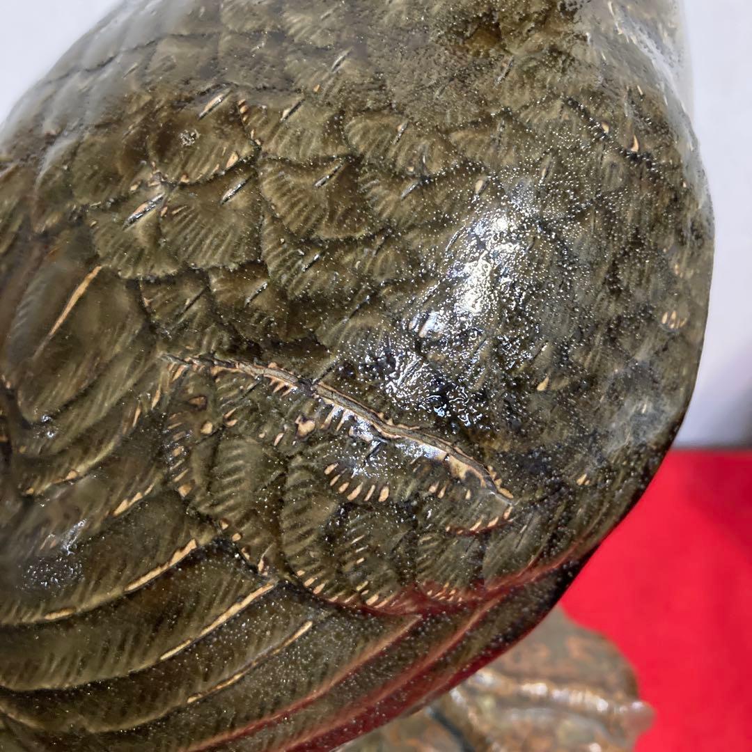 遠州七窯　福岡筑前高取焼　鷹置物　　　　　元祖高取焼　七十卯翁　◯高英一刻印あり