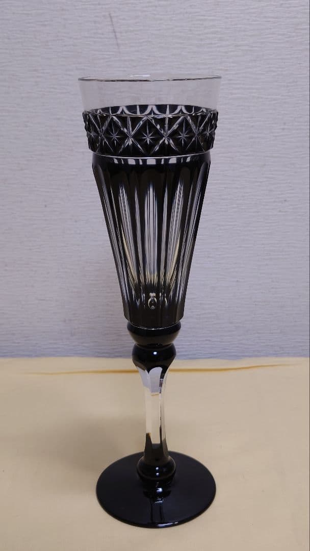 薩摩切子　薩摩びーどろ工芸　シャンパングラス　ブラック
