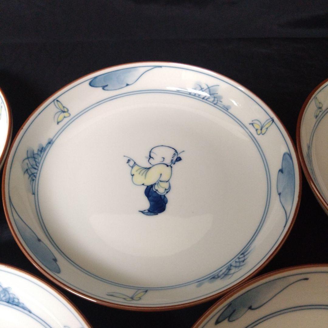 未使用 有田焼 幸祥窯　唐子　銘々皿5枚　縁起物　お祝い