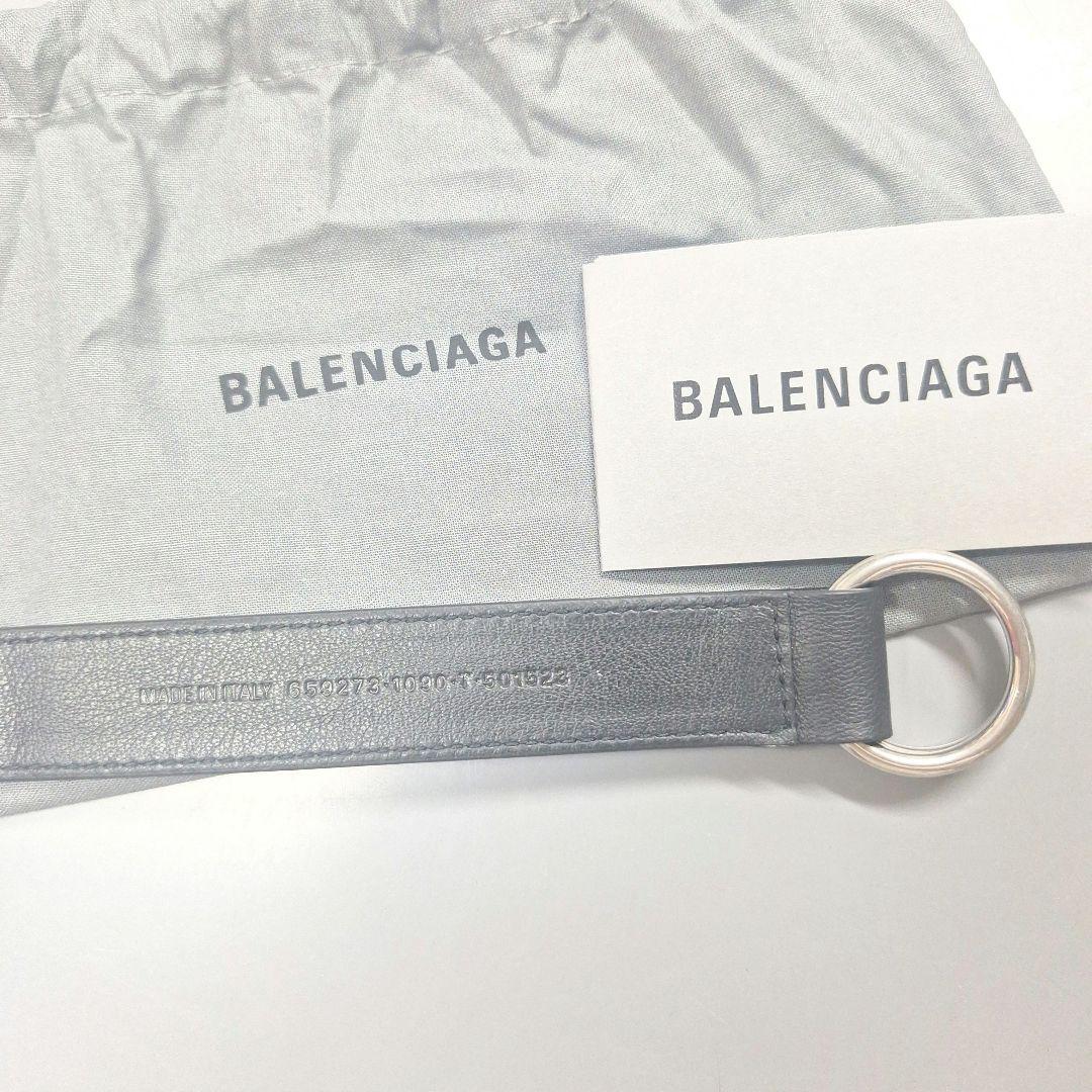 新品未使用 BALENCIAGA バレンシアガ ロゴプリントレザーキーホルダー