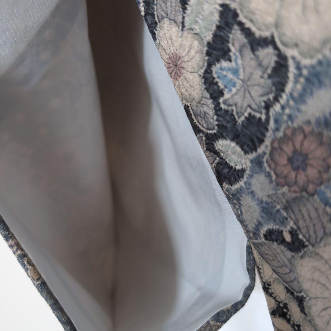 【三花】美品　洗える着物　辻ヶ花　グレー　鼠　袷　リサイクル　リユース