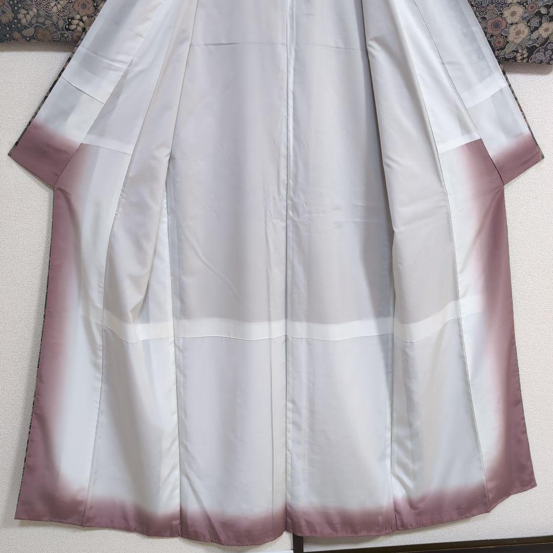 【三花】美品　洗える着物　辻ヶ花　グレー　鼠　袷　リサイクル　リユース