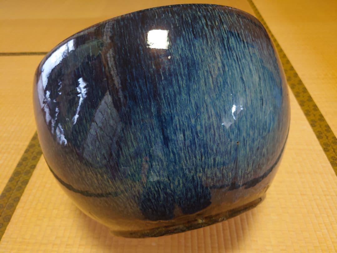 【陶磁器製】火鉢　金魚鉢　メダカ鉢　藍染　【屋内用】