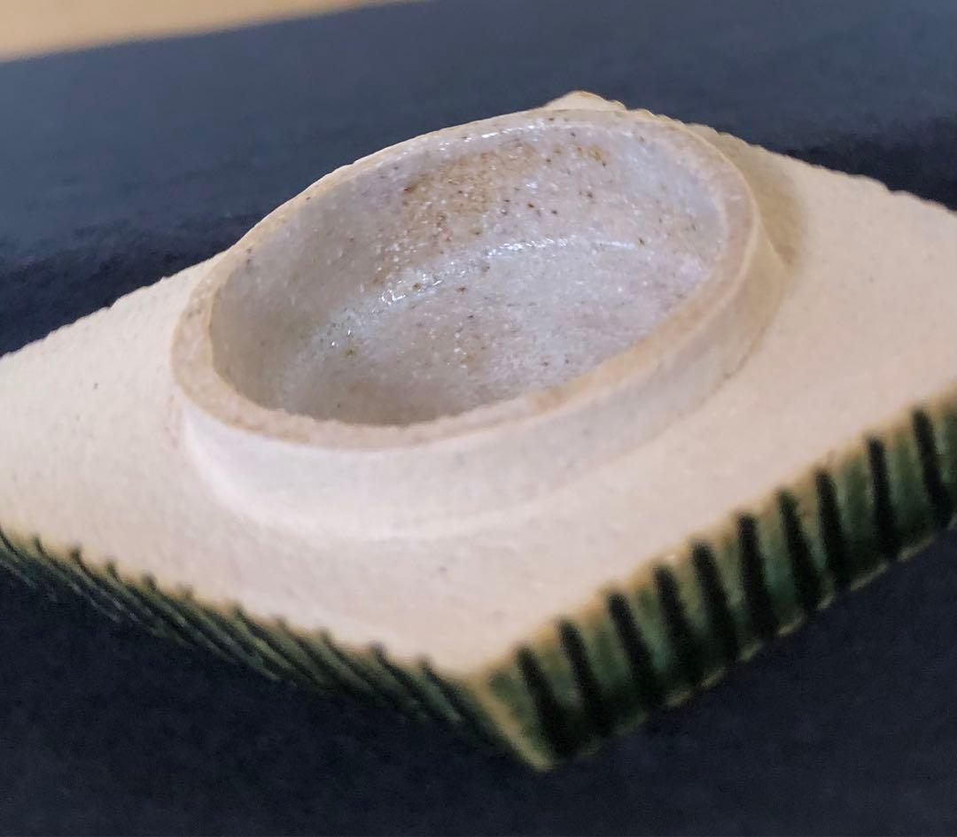 《R》茶道具 織部 香合 小森松庵造 共布 共箱　260209け1