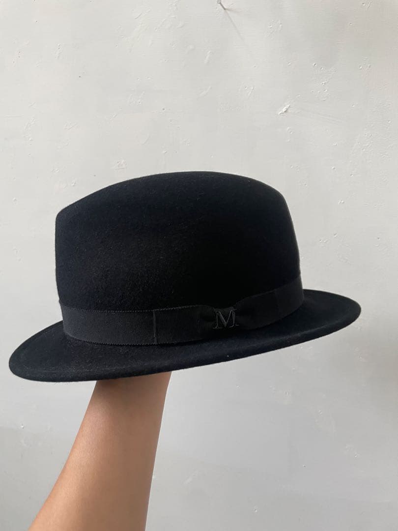 MAISON MICHEL メゾンミシェル 黒 ウール フェルト ハット 帽子