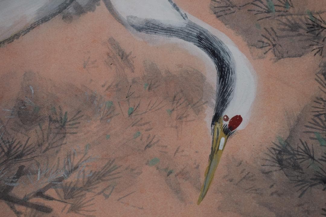 【真作】山口吉旺/松上双鶴図/巣籠図/掛軸☆宝船☆Y-173　JM