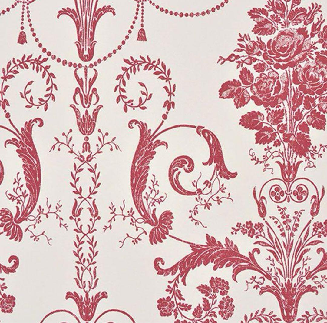 ローラアシュレイ UK製壁紙　ジョゼッテCranberry/Off White