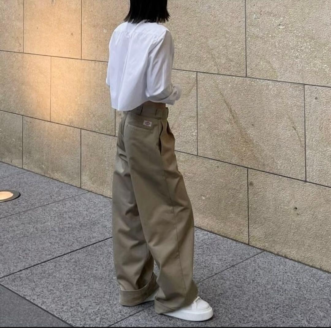 ok.soon×dickies ワイドチノパンツ カーキベージュ　S