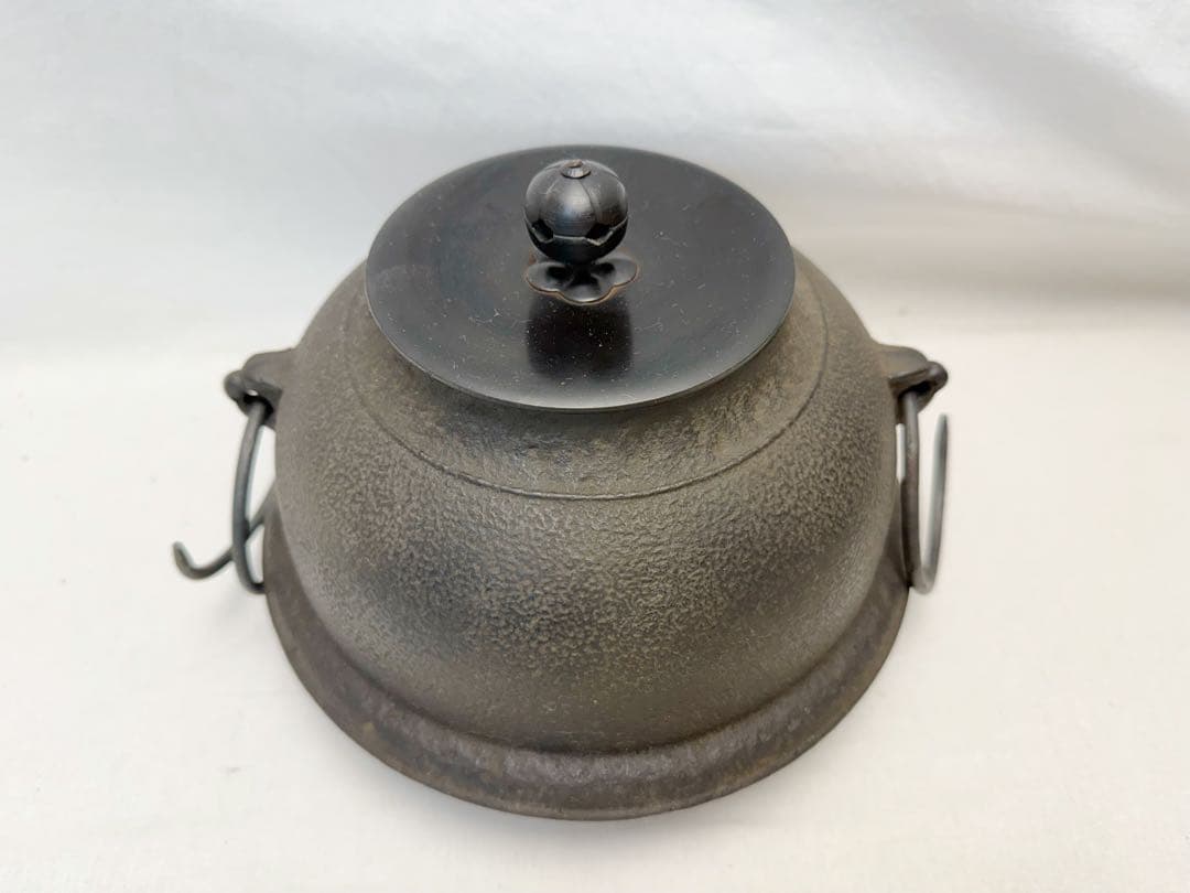ほぼ未使用 茶道具 唐銅朝鮮風炉釜 野々田電熱器 釜鐶付 茶道 元箱