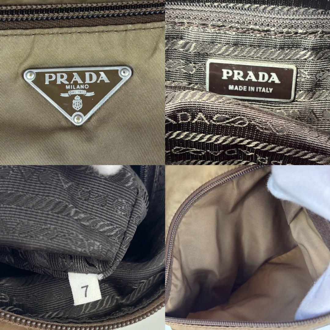 PRADA✨カメラバッグ　プラダ　三角ロゴ　ナイロン　ブラウン　白タグ