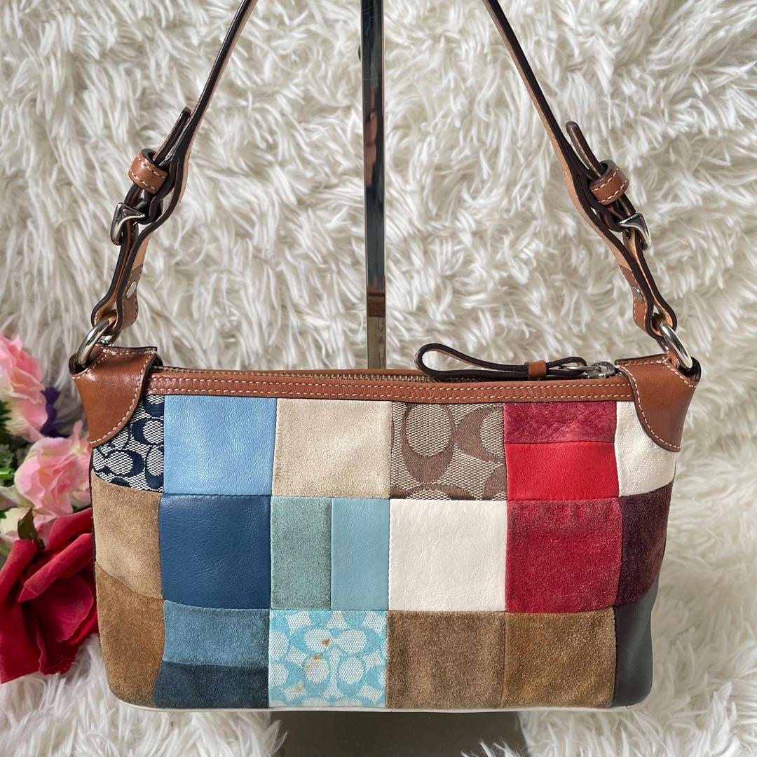 COACHコーチ パッチワークアクセサリーポーチショルダーバッグ7048