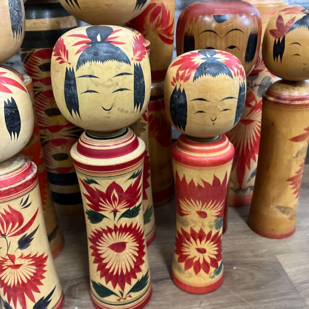 D-3 昭和レトロ 木製 こけし 小芥子 16体セット まとめ売り 日本人形