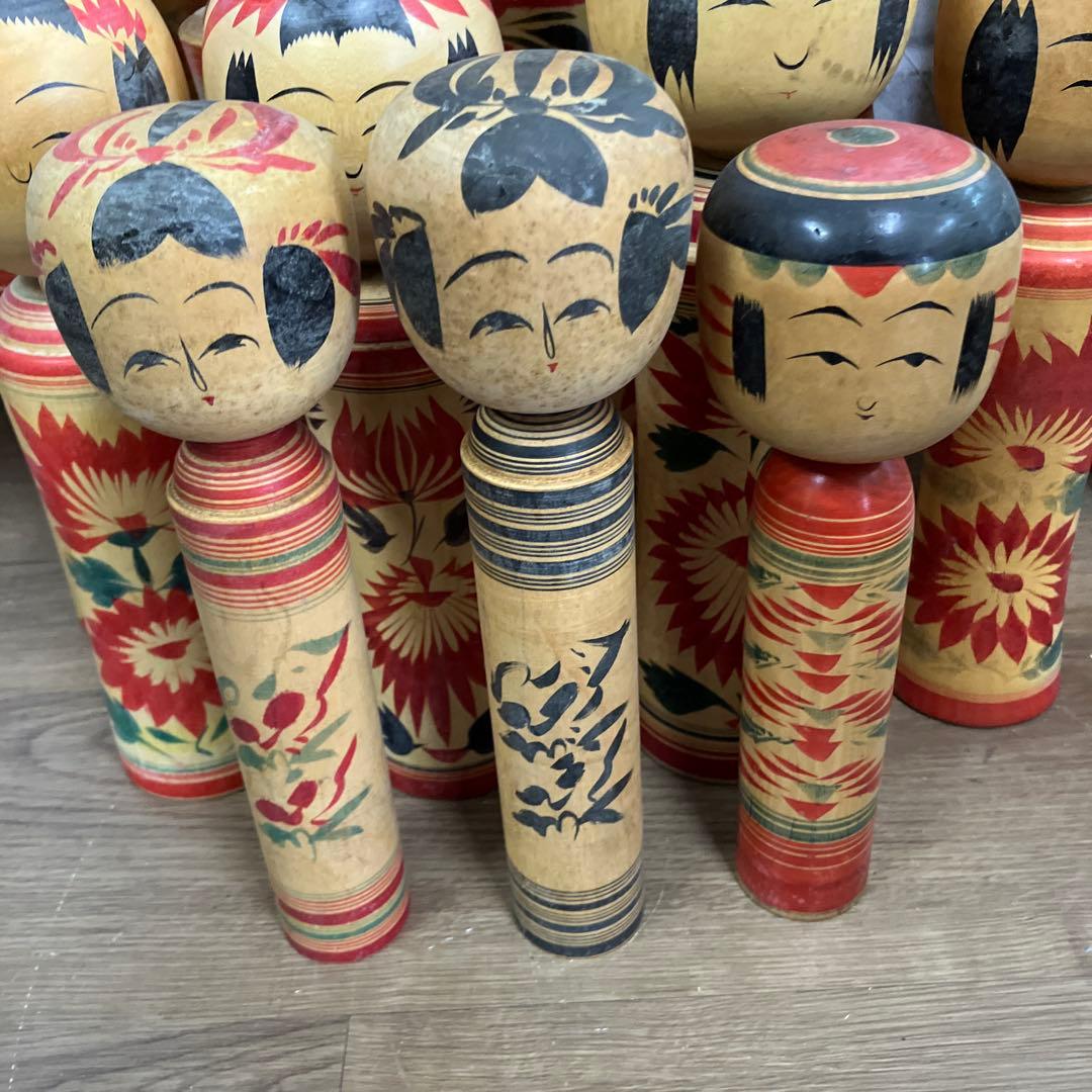 D-3 昭和レトロ 木製 こけし 小芥子 16体セット まとめ売り 日本人形